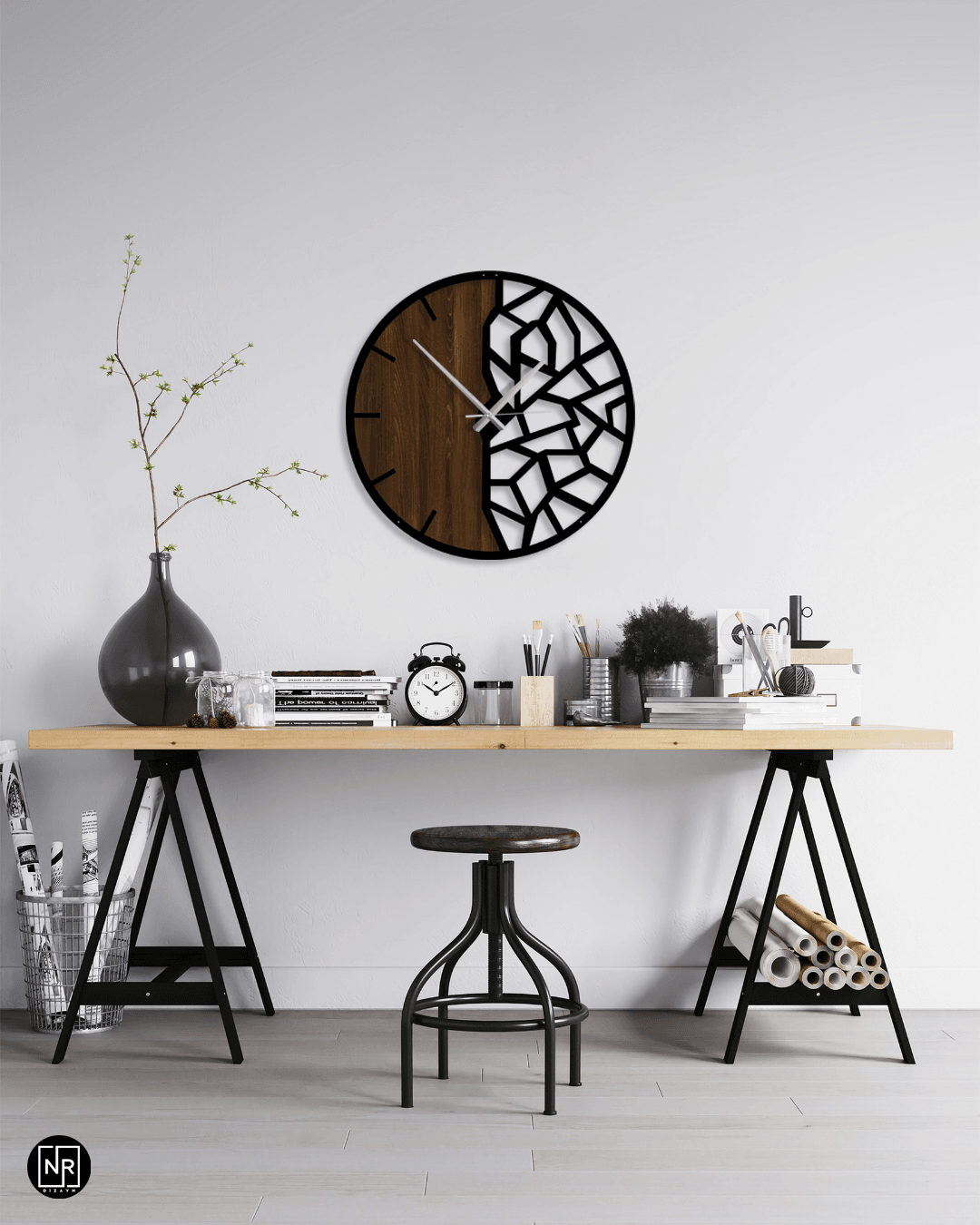 Duality Clock Dekoratif Metal Duvar Saati