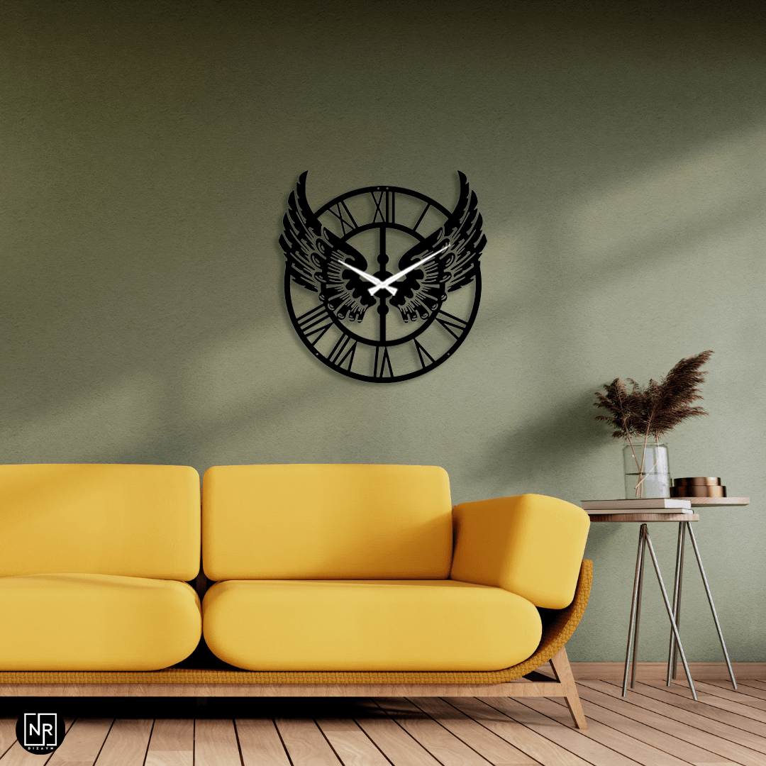 Winged Decorative Metal Wall Clock