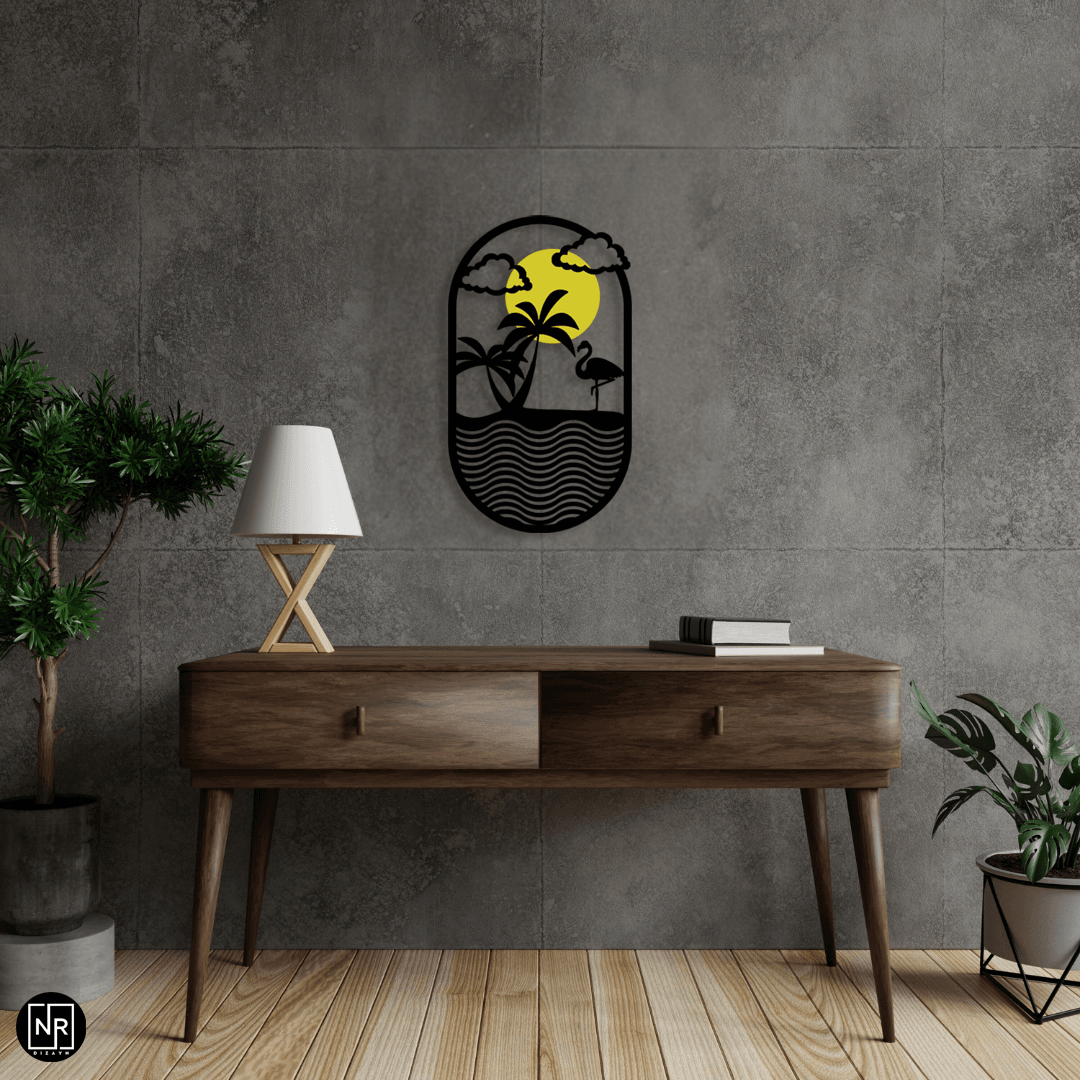 Flamingo Glow Dekoratif Metal Duvar Tablosu
