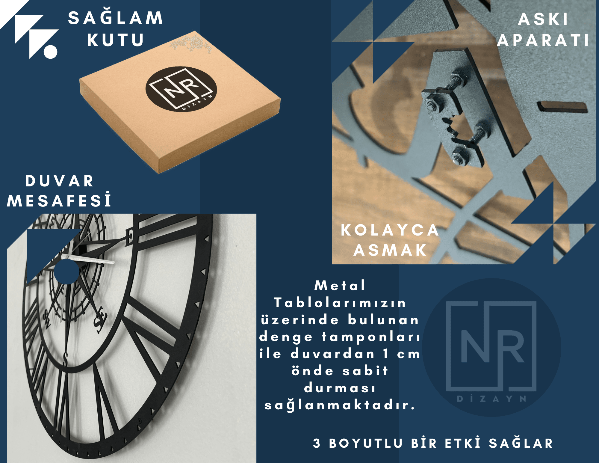 Duality Clock Dekoratif Metal Duvar Saati