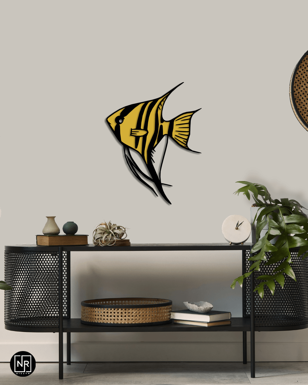 Striped Angelfish Decorative Metal Painting