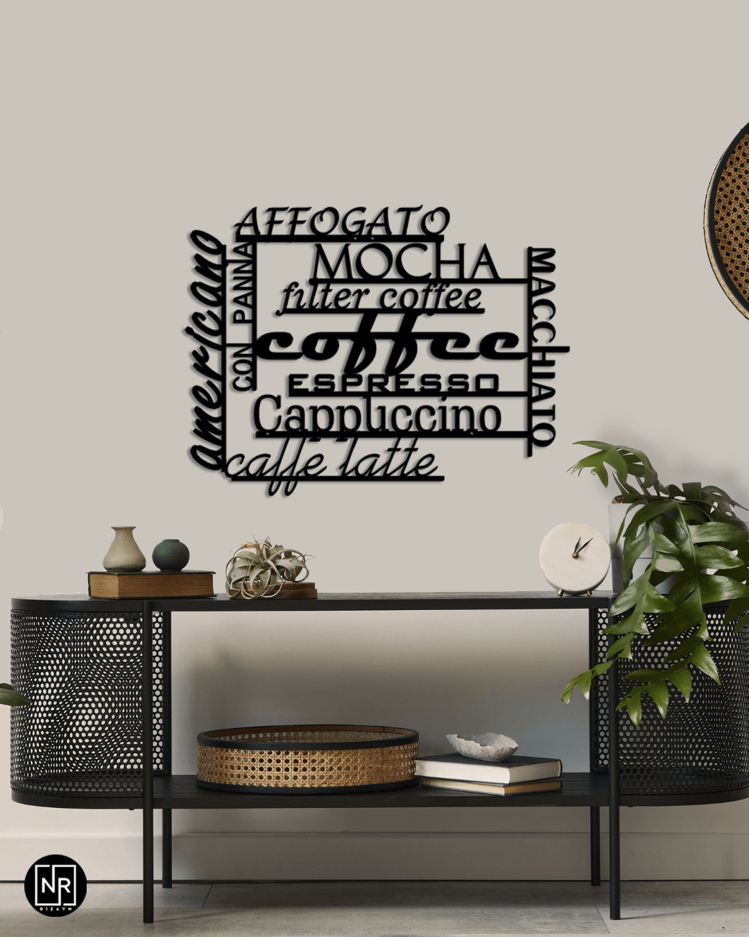 Metallwandschrift "Coffee"