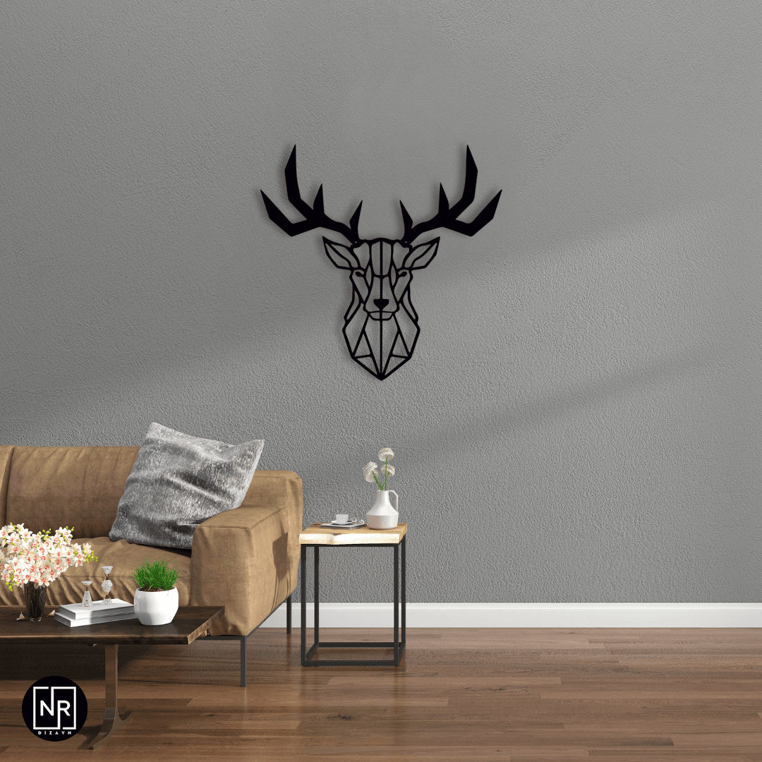 Deer Head Themed Metal Design Painting