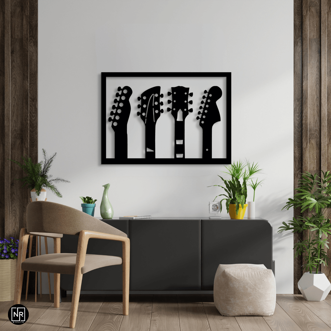 Set of 4 Guitar Decorative Metal Wall Art