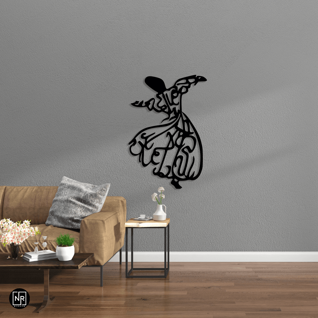 Metal Wall Painting with Whirling Dervish Motif