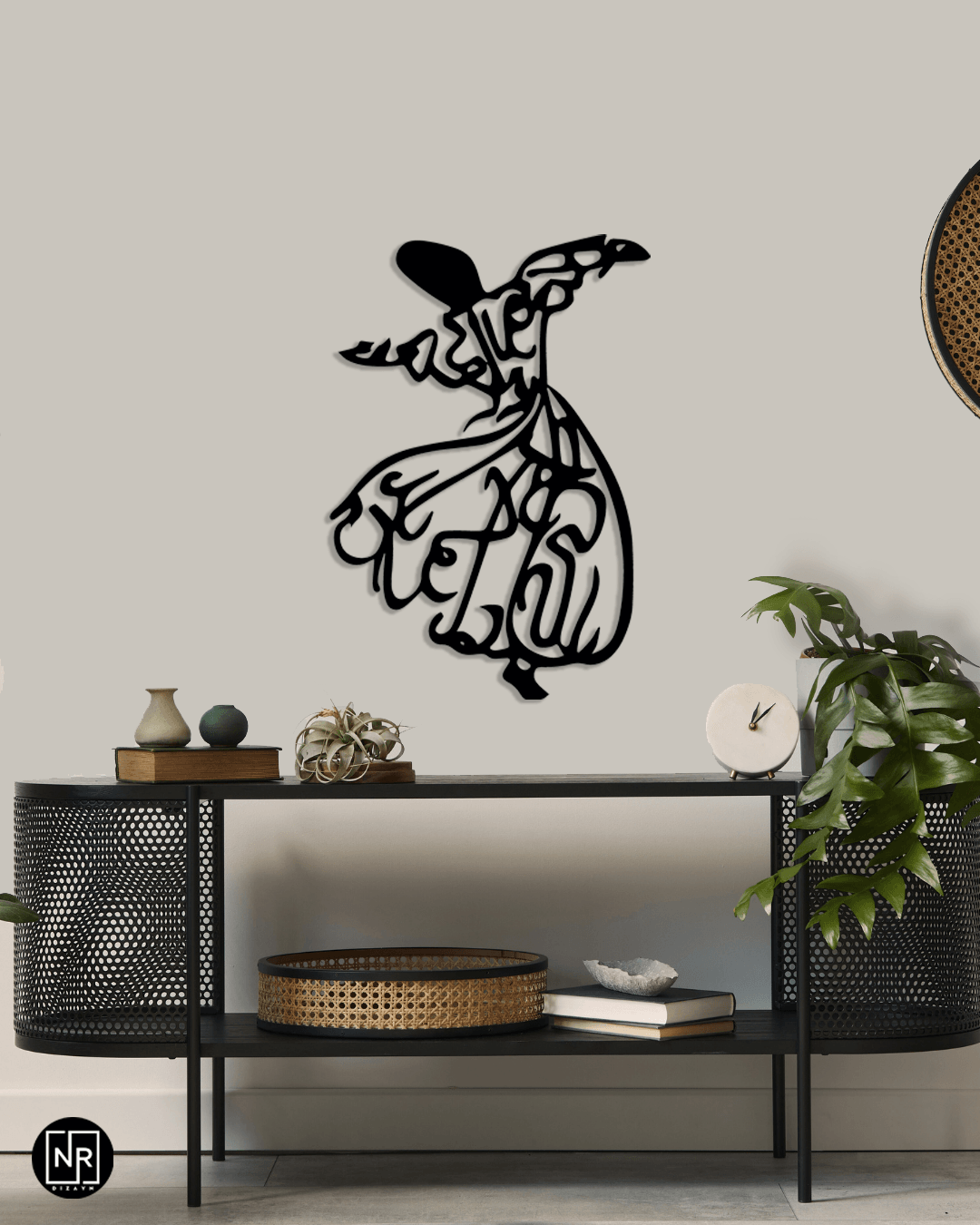 Metal Wall Painting with Whirling Dervish Motif