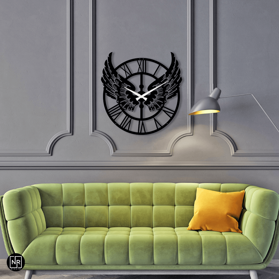 Winged Decorative Metal Wall Clock