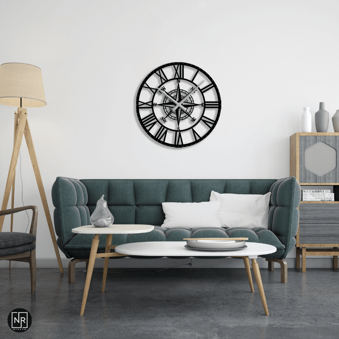 Decorative Compass Metal Wall Clock