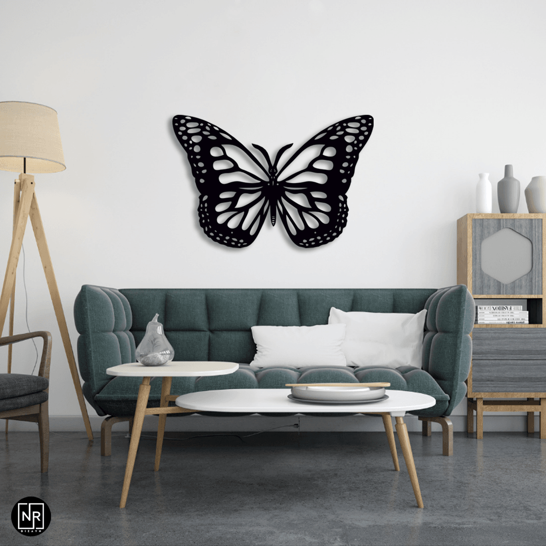 Metal Wall Painting with Butterfly Motif