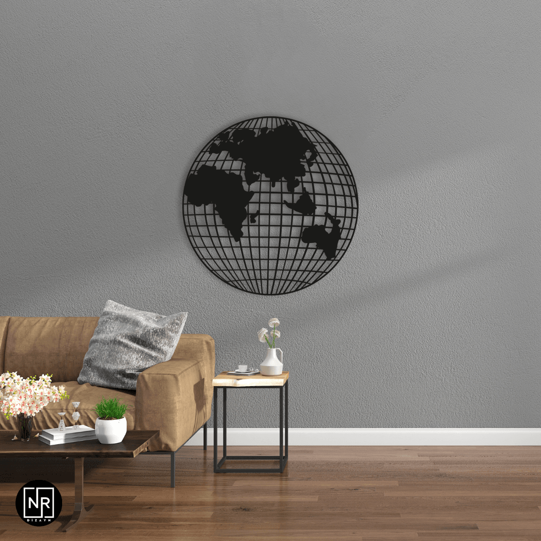 Dekorative Weltkarte Metall Wandbild