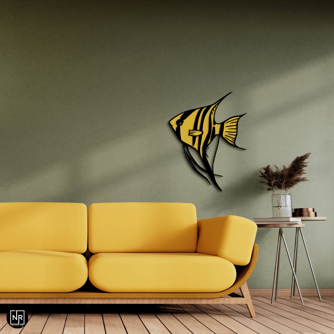 Striped Angelfish Decorative Metal Painting