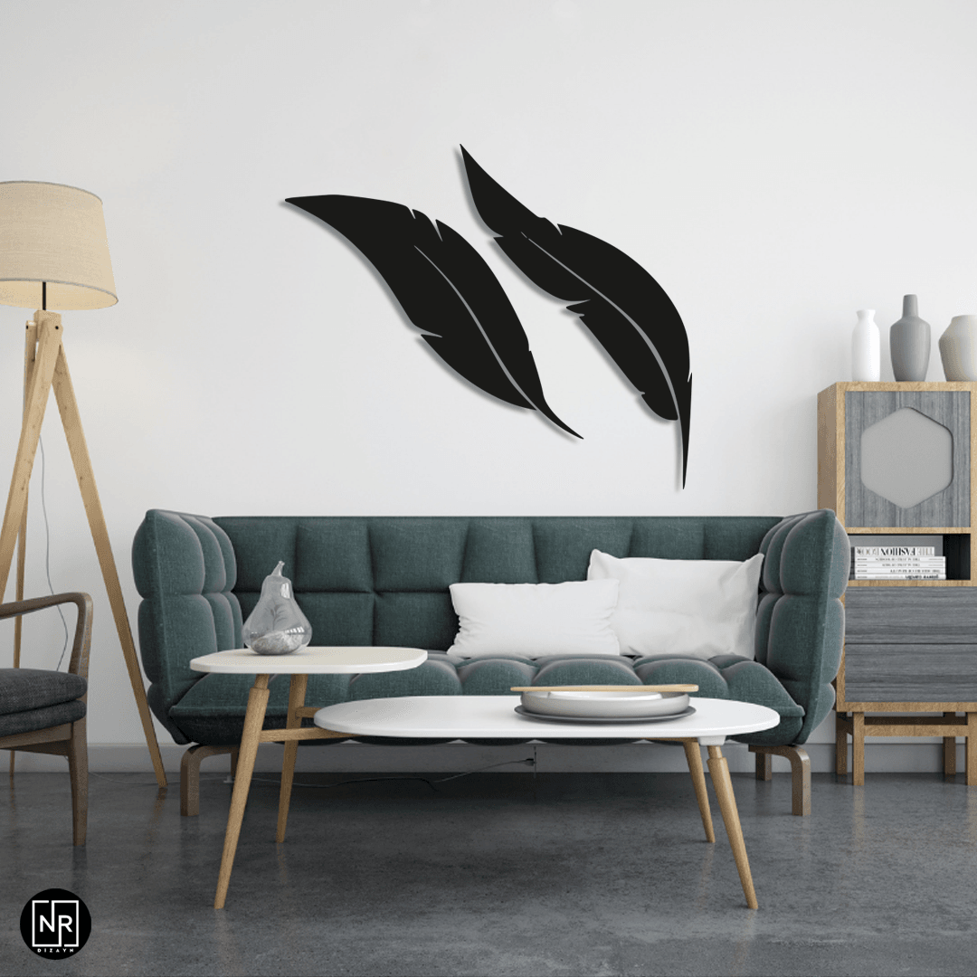 Bird Feather Decorative Metal Wall Painting