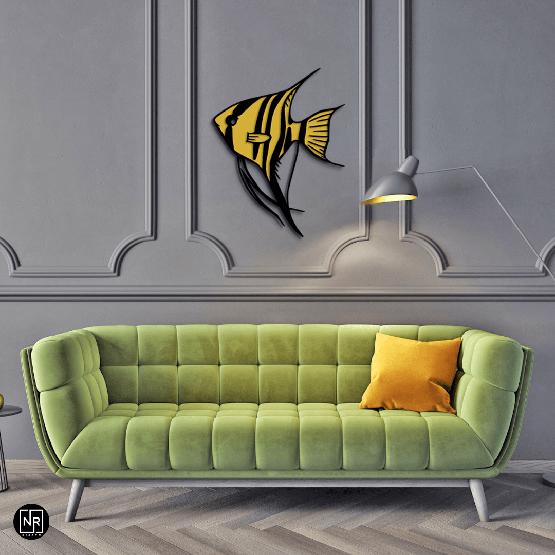 Striped Angelfish Decorative Metal Painting