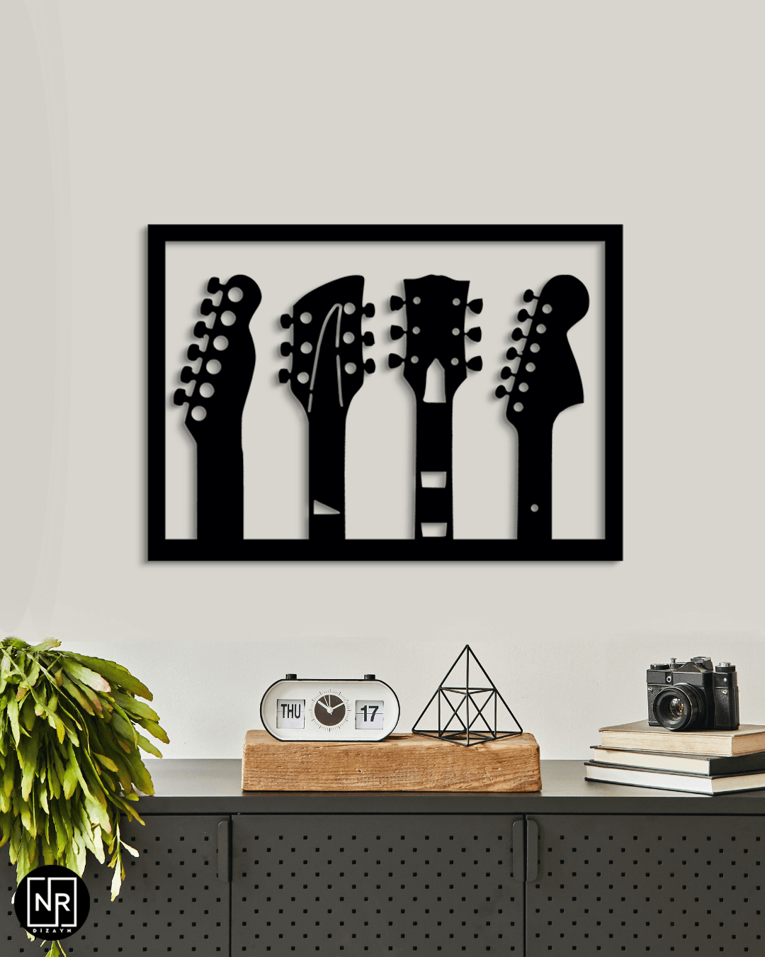 4er-Set Gitarre Dekoratives Metallwandbild