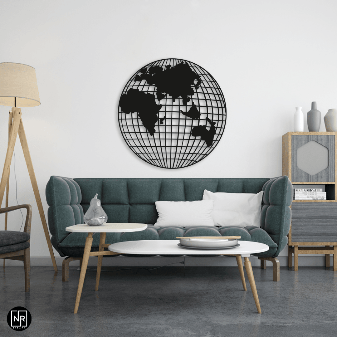 Dekorative Weltkarte Metall Wandbild