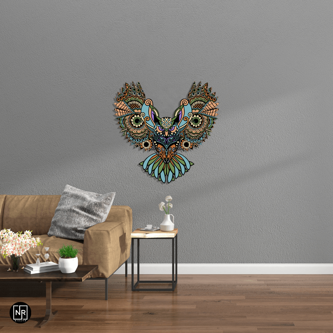 Three Dimensional Owl Decorative Metal Wall Painting