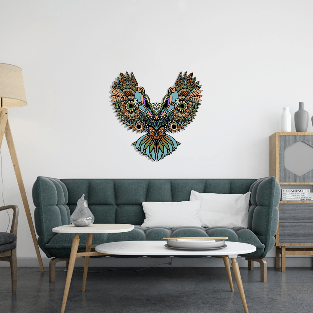 Three Dimensional Owl Decorative Metal Wall Painting