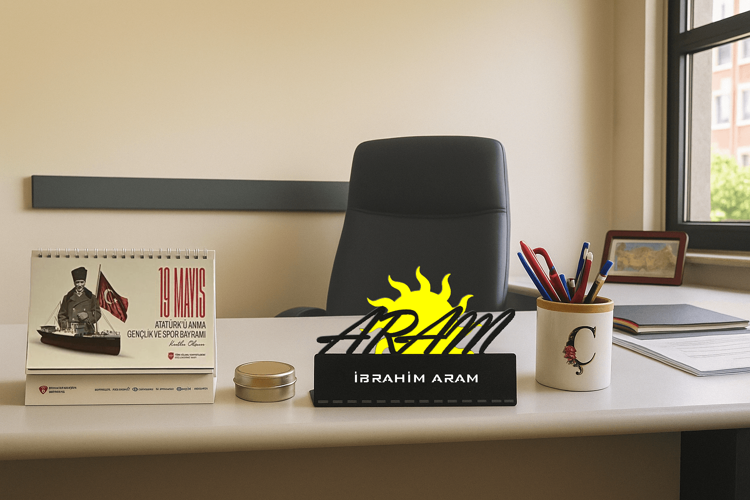 Firmaya Özel Logolu Masa Üstü İsimlik