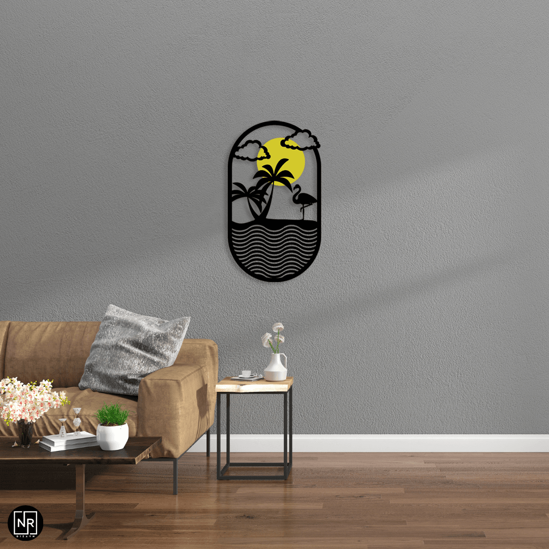 Flamingo Glow Dekoratif Metal Duvar Tablosu