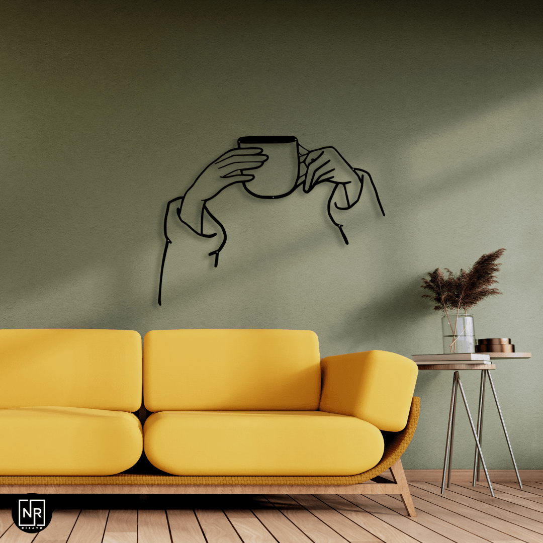 Cup in Hand Metal Wall Painting