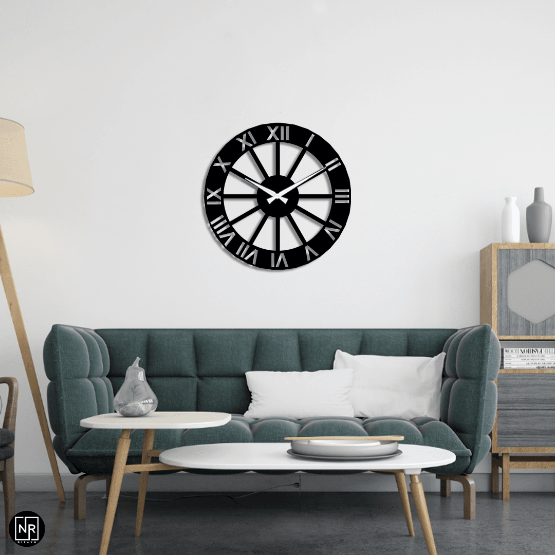 Classic Metal Wall Clock with Roman Numerals