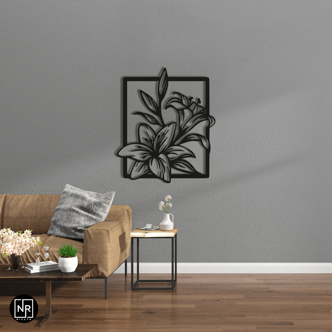 Decorative Metal Painting with Flower Motif