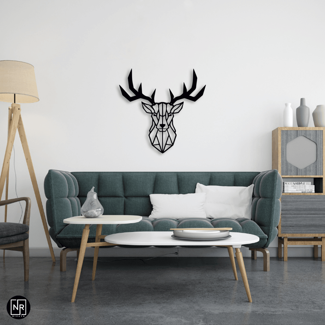 Deer Head Themed Metal Design Painting