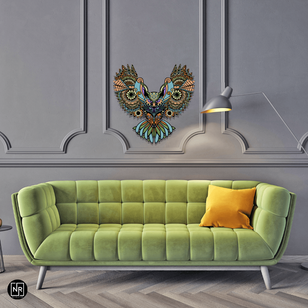 Three Dimensional Owl Decorative Metal Wall Painting