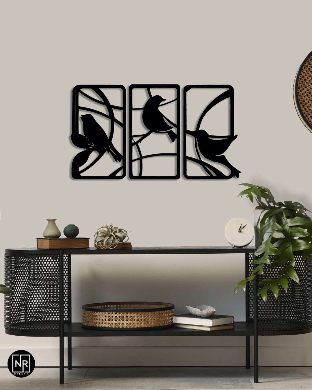 Decorative Metal Painting with Bird Motif