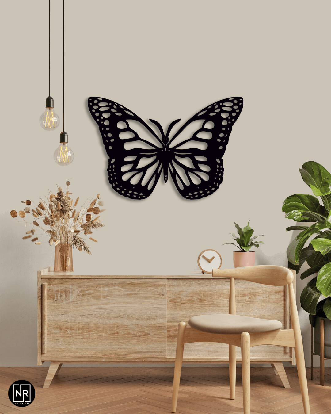 Metal Wall Painting with Butterfly Motif