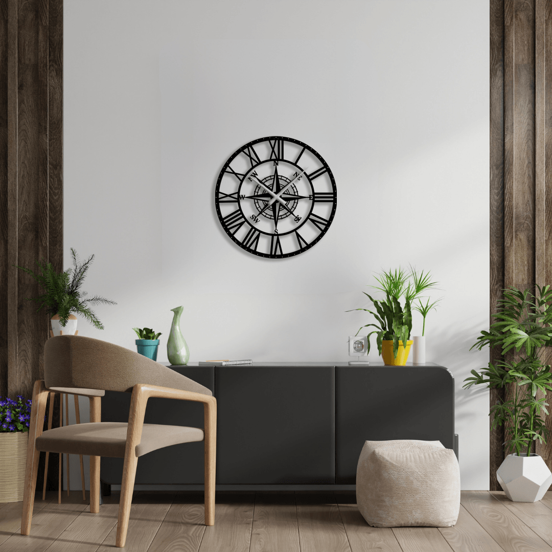 Decorative Compass Metal Wall Clock