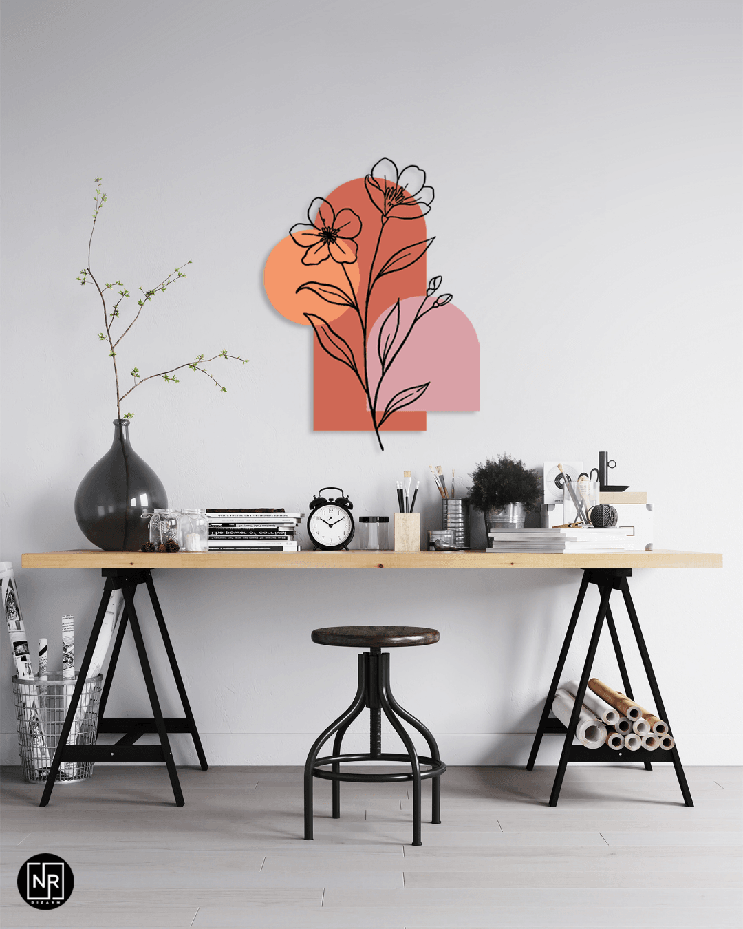 Pastel Bahar Dekoratif Metal Duvar Tablosu