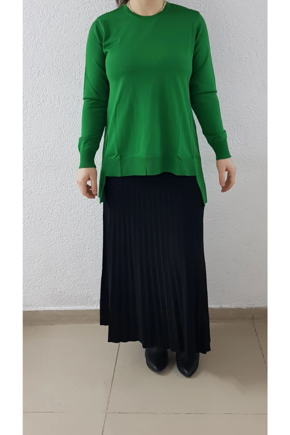 Kadın Yeşil Merserize Triko Kazak