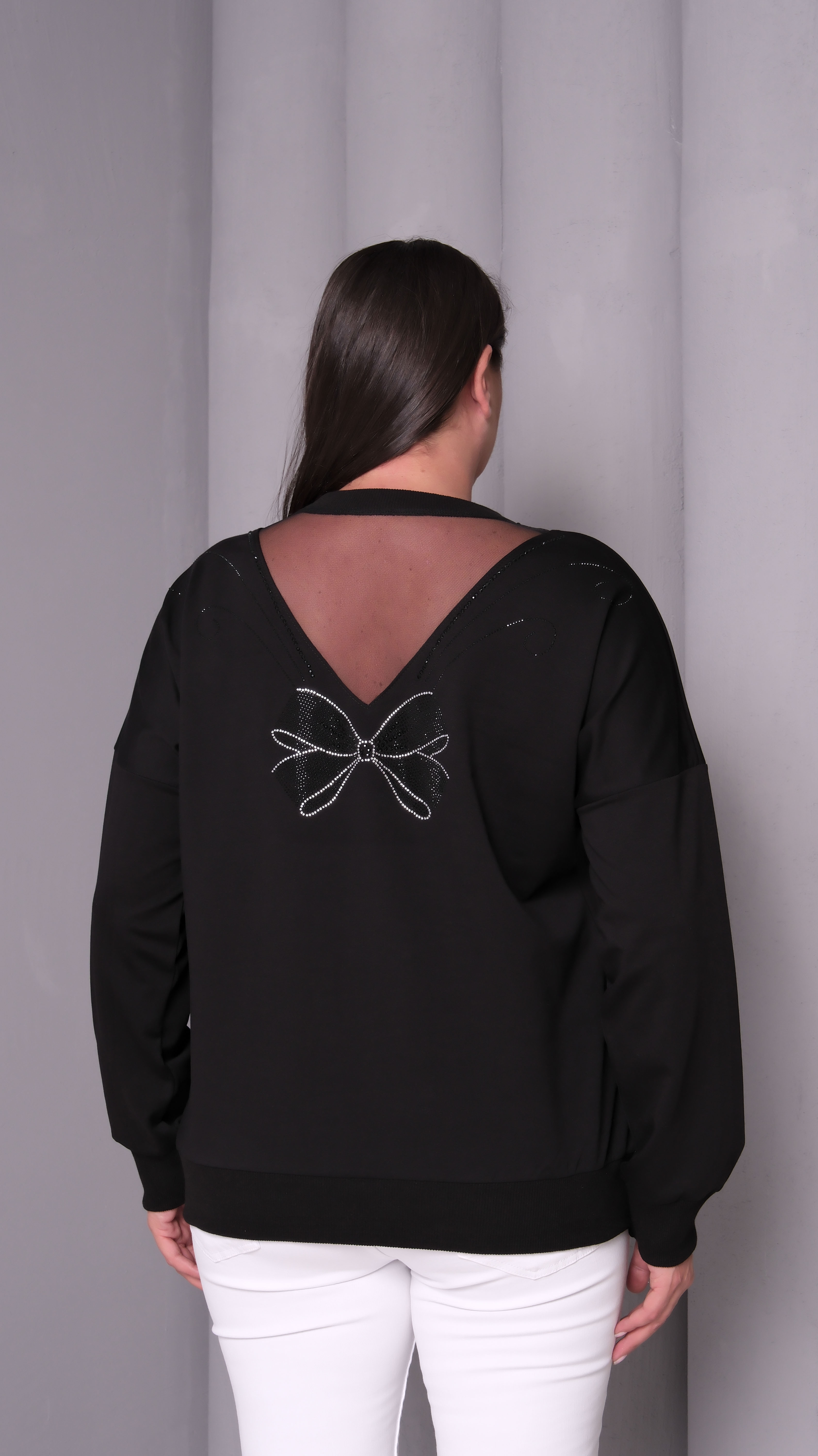 Transparan Sırt Dekolteli Sweatshirt