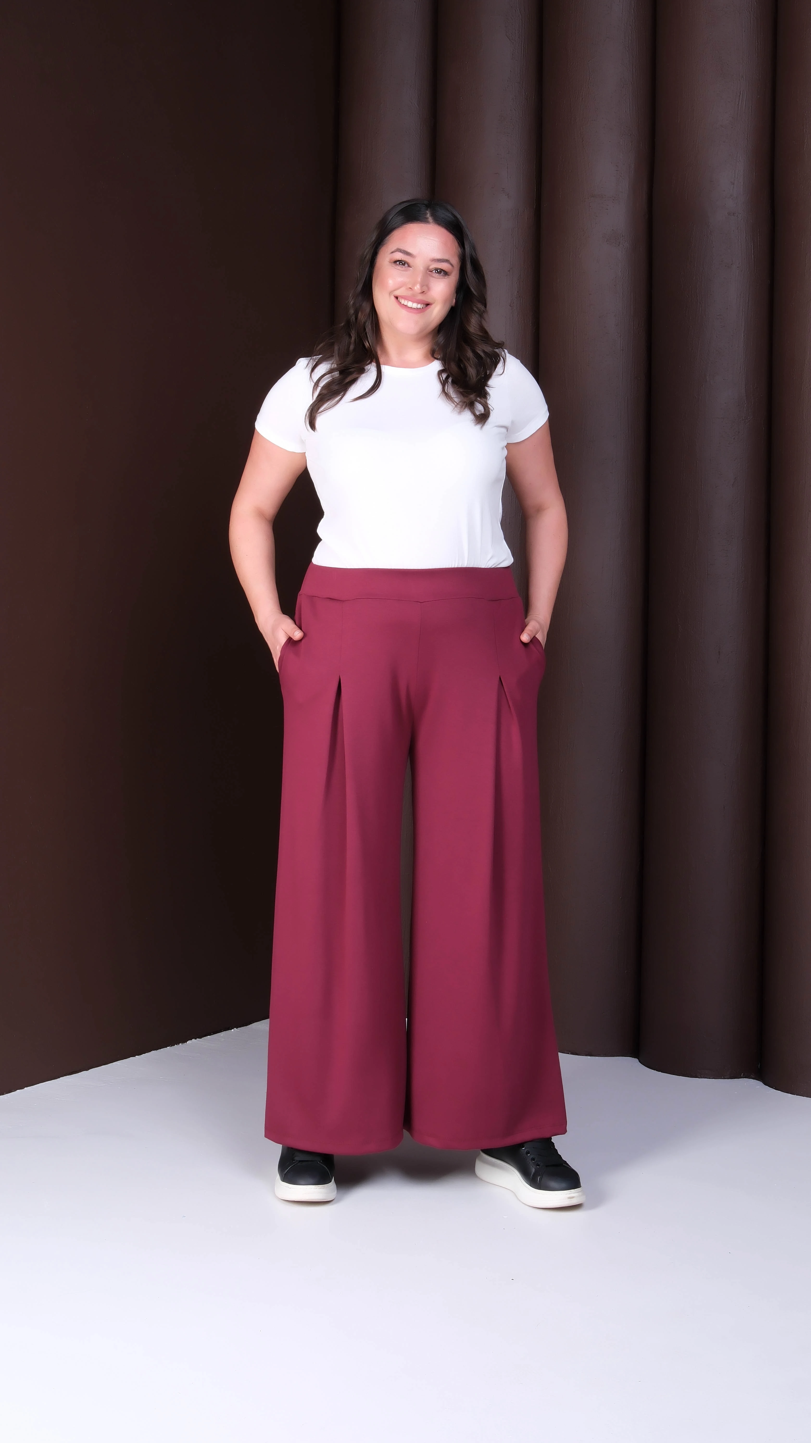 İspanyol Paça Modal Pantalon - Bordo