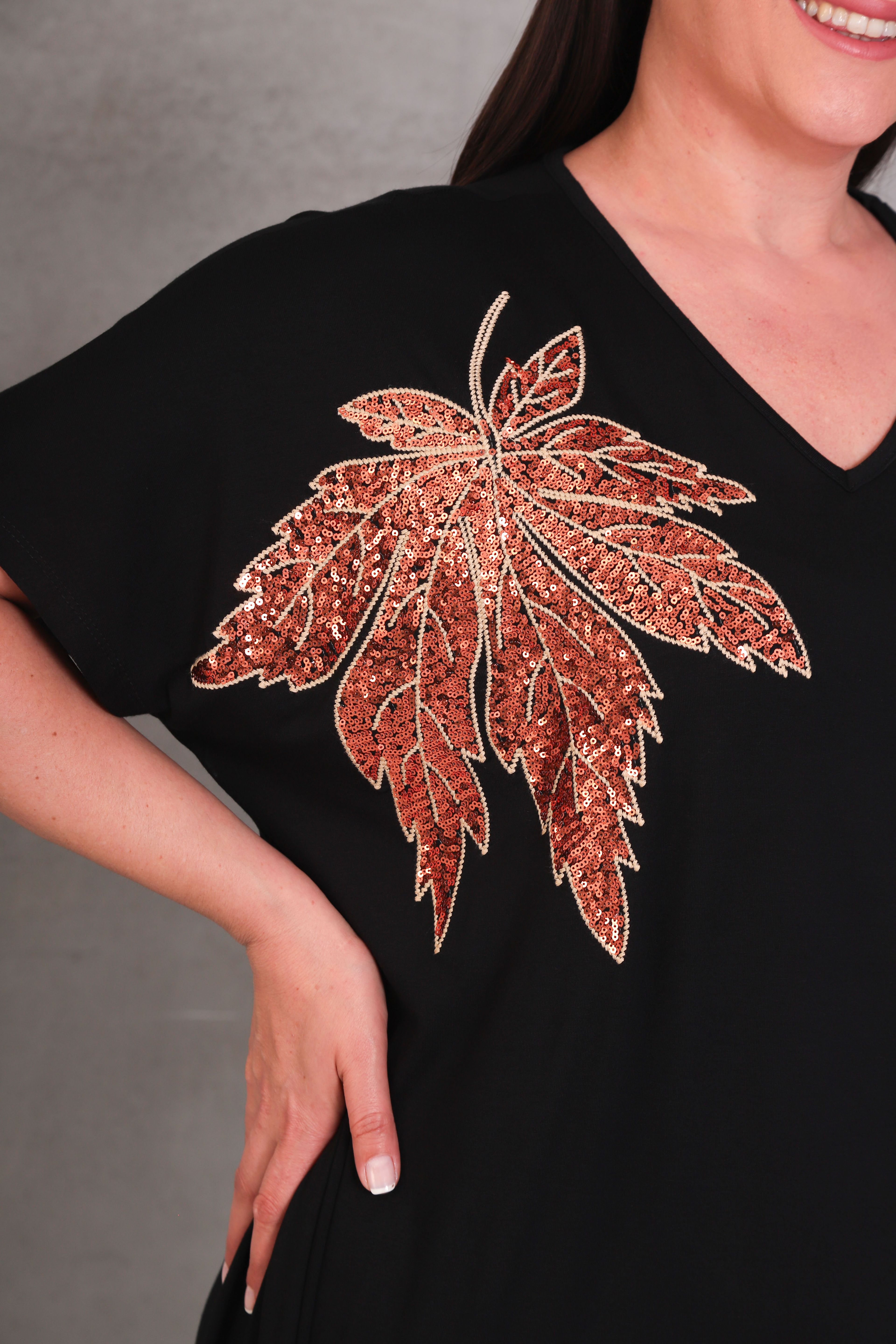 Pullu Leaf Nakışı Elbise