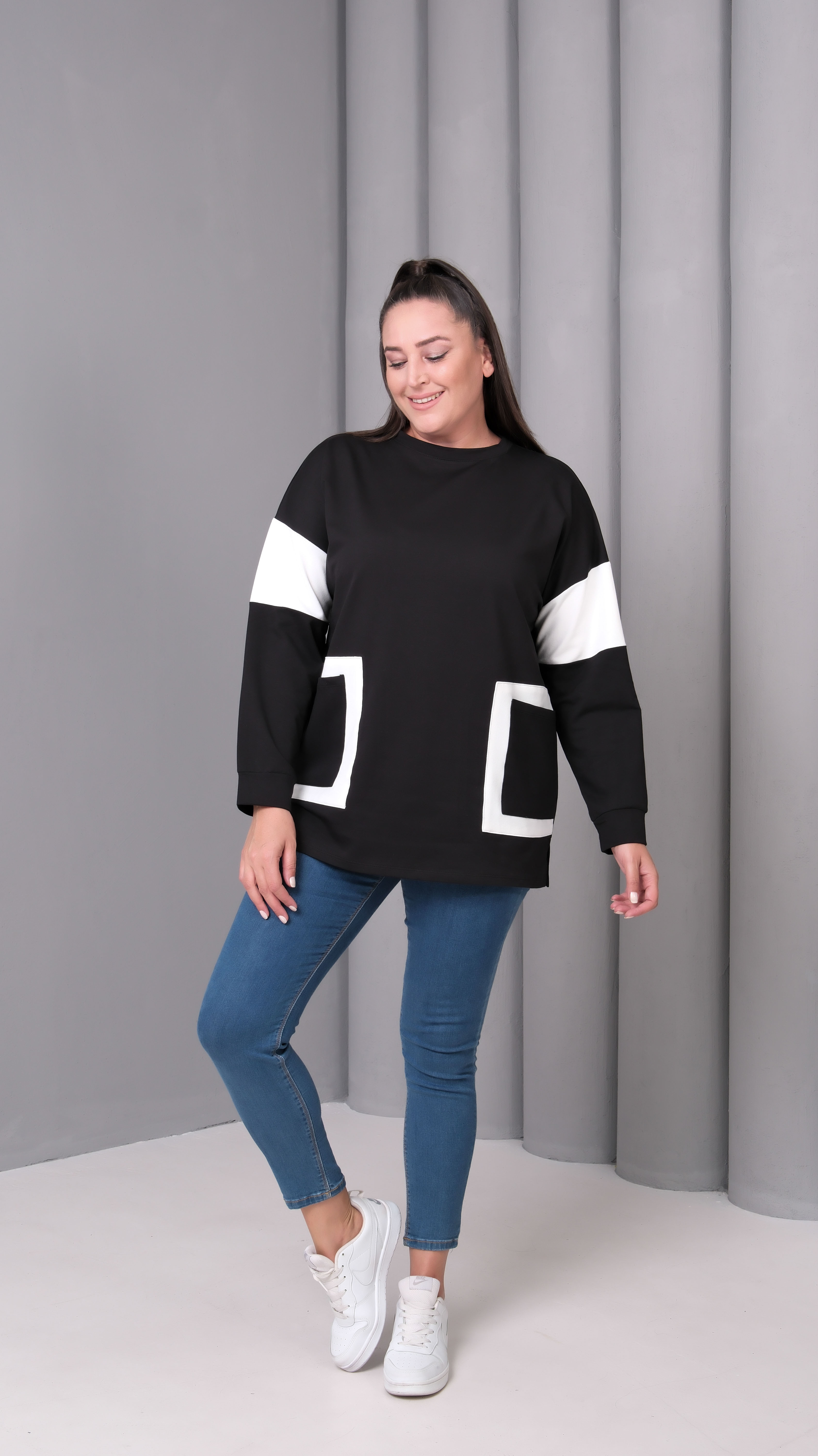 Çerçeve Cep Sweatshirt