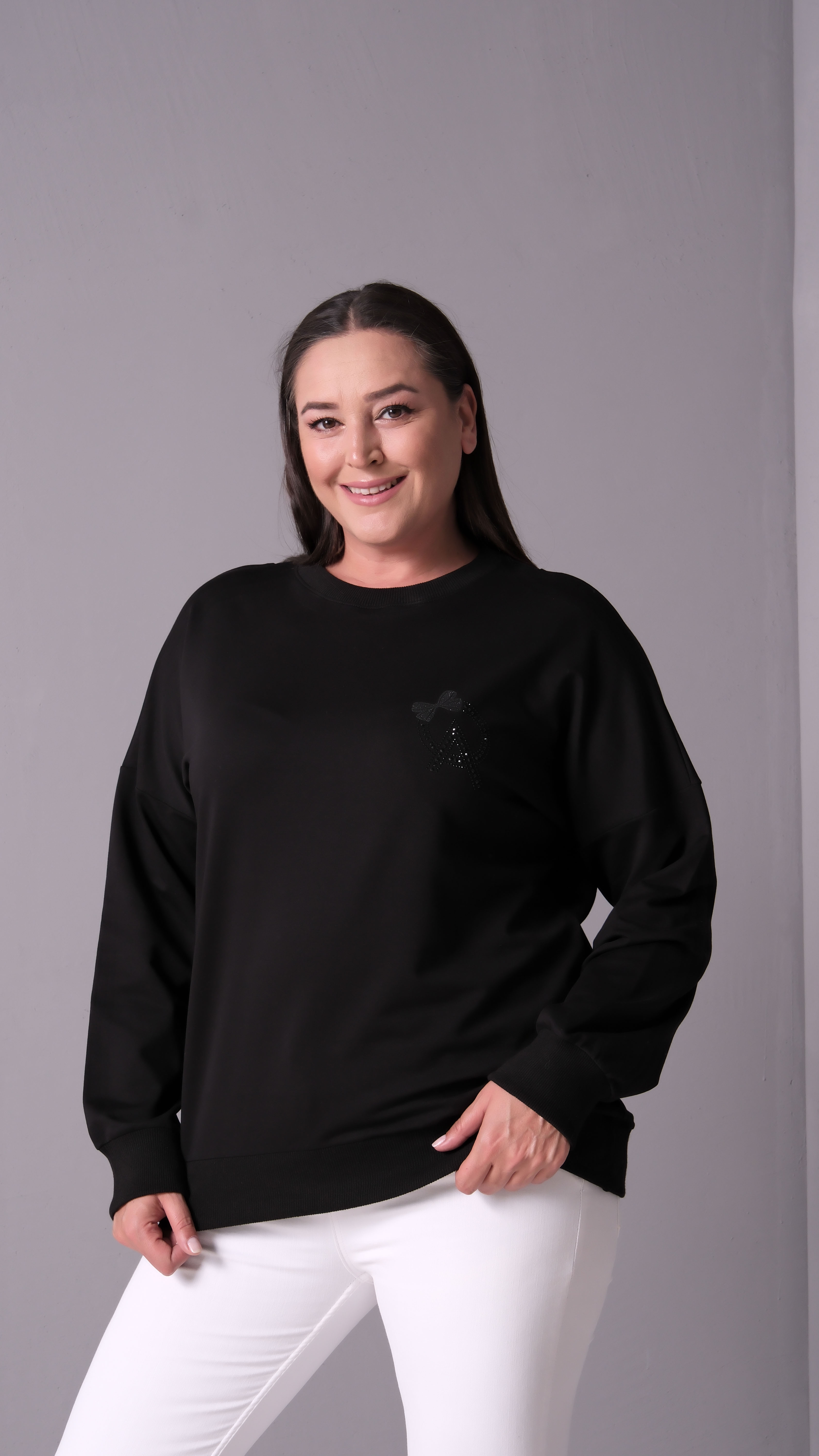 Transparan Sırt Dekolteli Sweatshirt