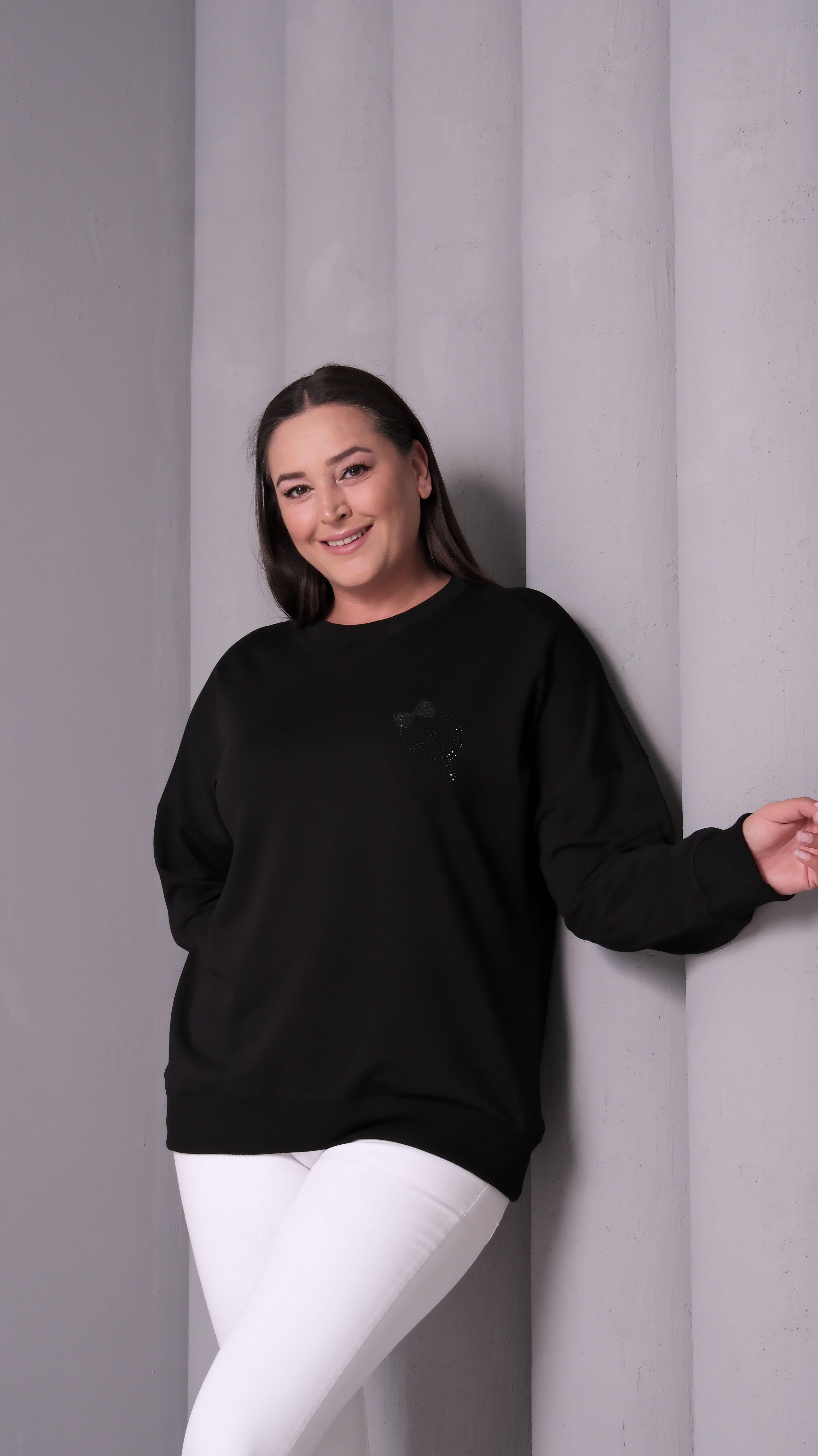 Transparan Sırt Dekolteli Sweatshirt
