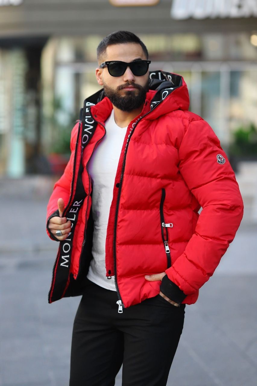 Moncler water and windproof hooded coat - red