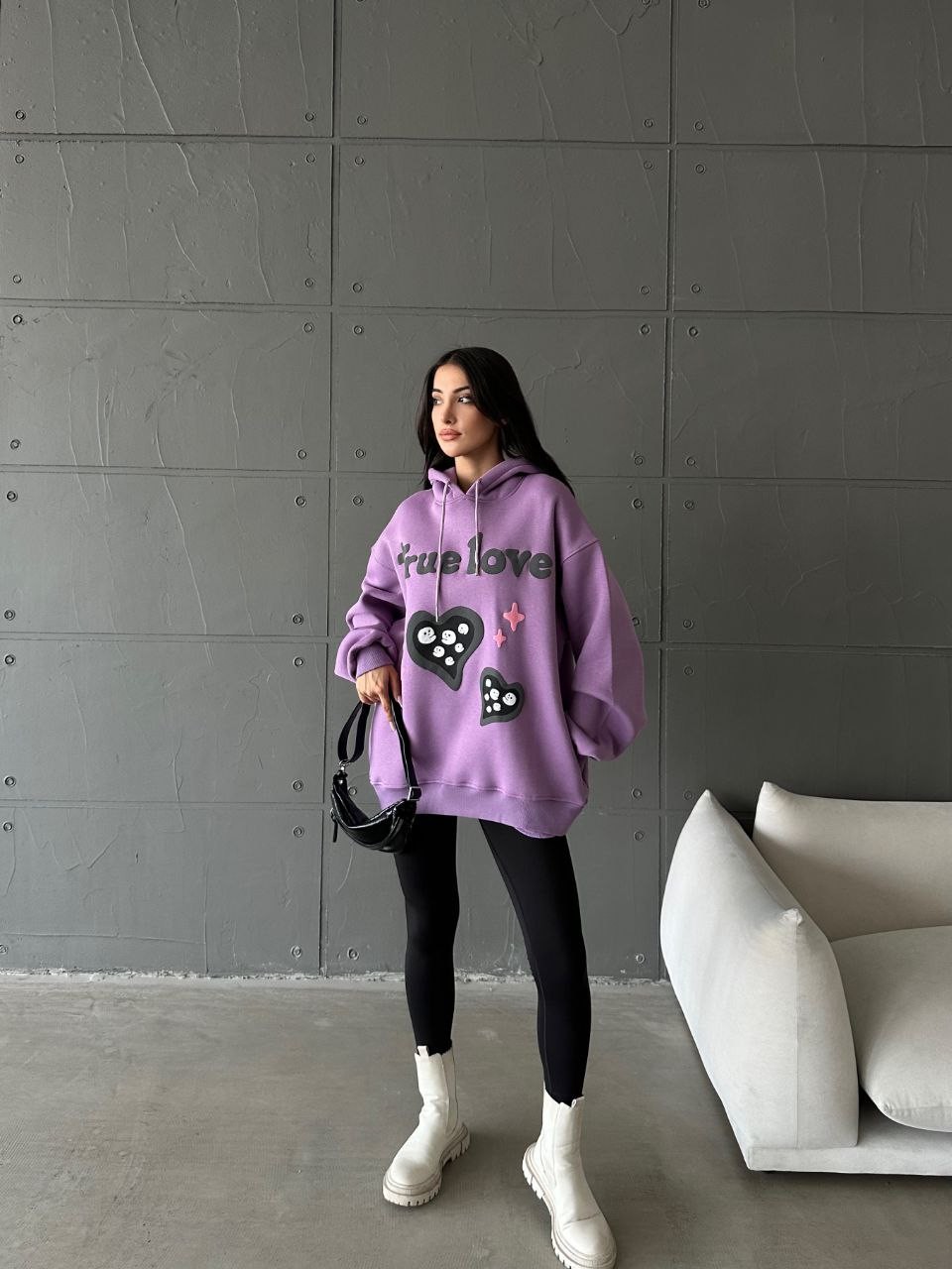 Unisex Şardonlu Oversize Sweatshirt