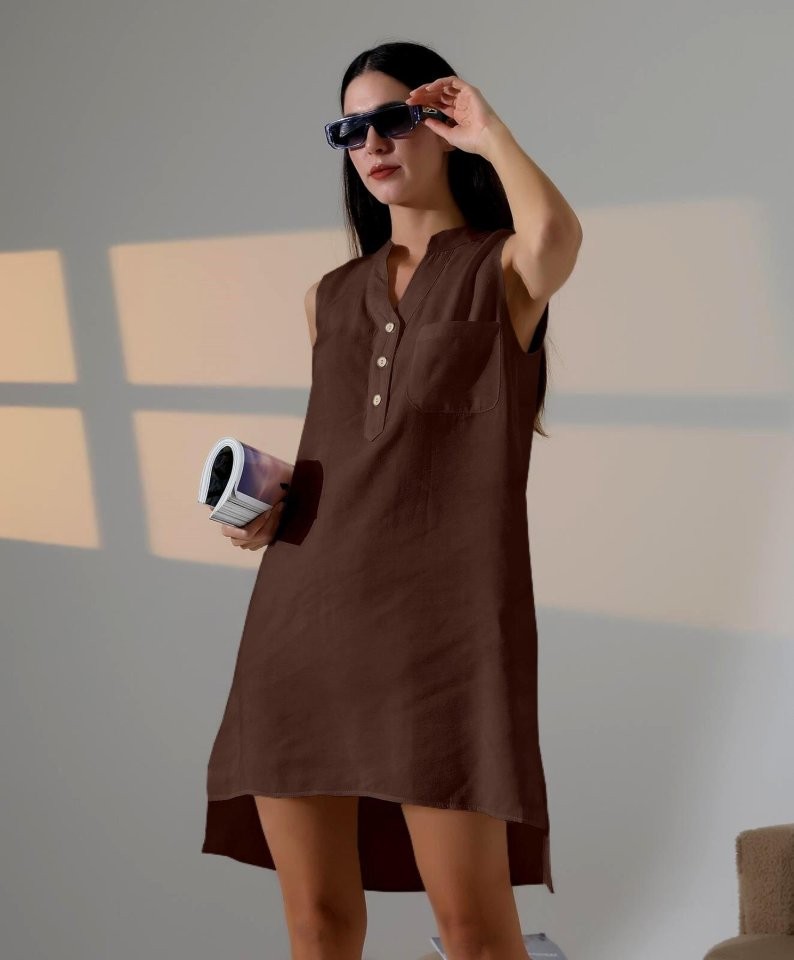 Düğme Detaylı Mini Elbise
