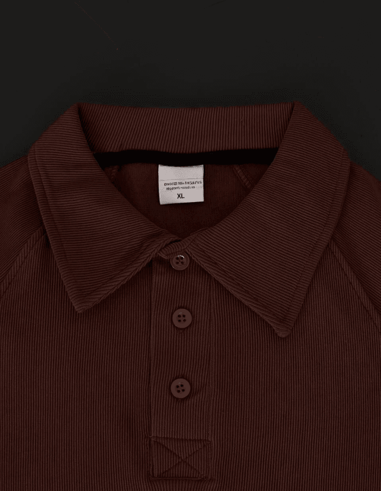 Yakalı Patlı Kısa Kol T-shirt - Kahverengi