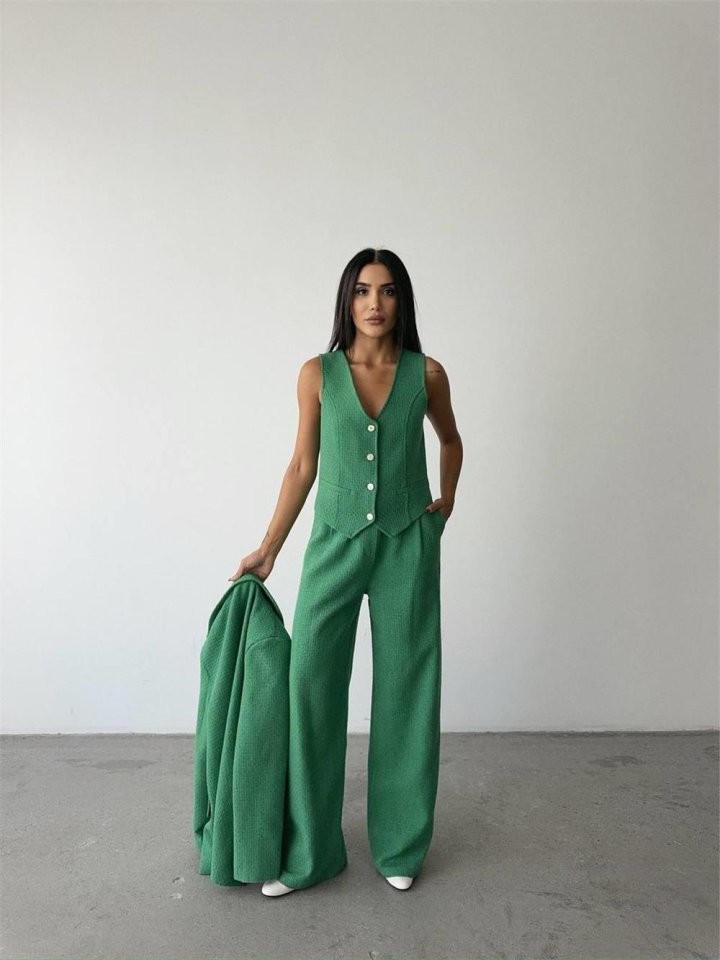 CHANEL YELEK-CEKET-PANTOLON TAKIM - Yeşil