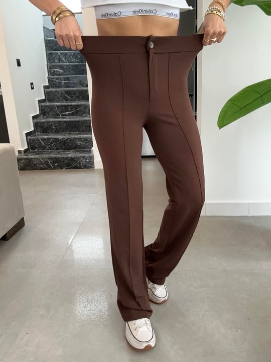 Kadın Yüksek Bel Full Likralı Krep Kumaş Pantolon