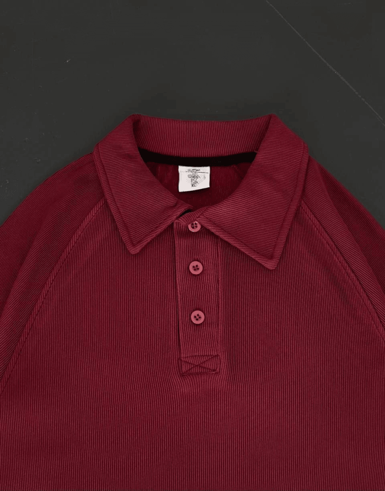 Yakalı Patlı Kısa Kol T-shirt - Bordo