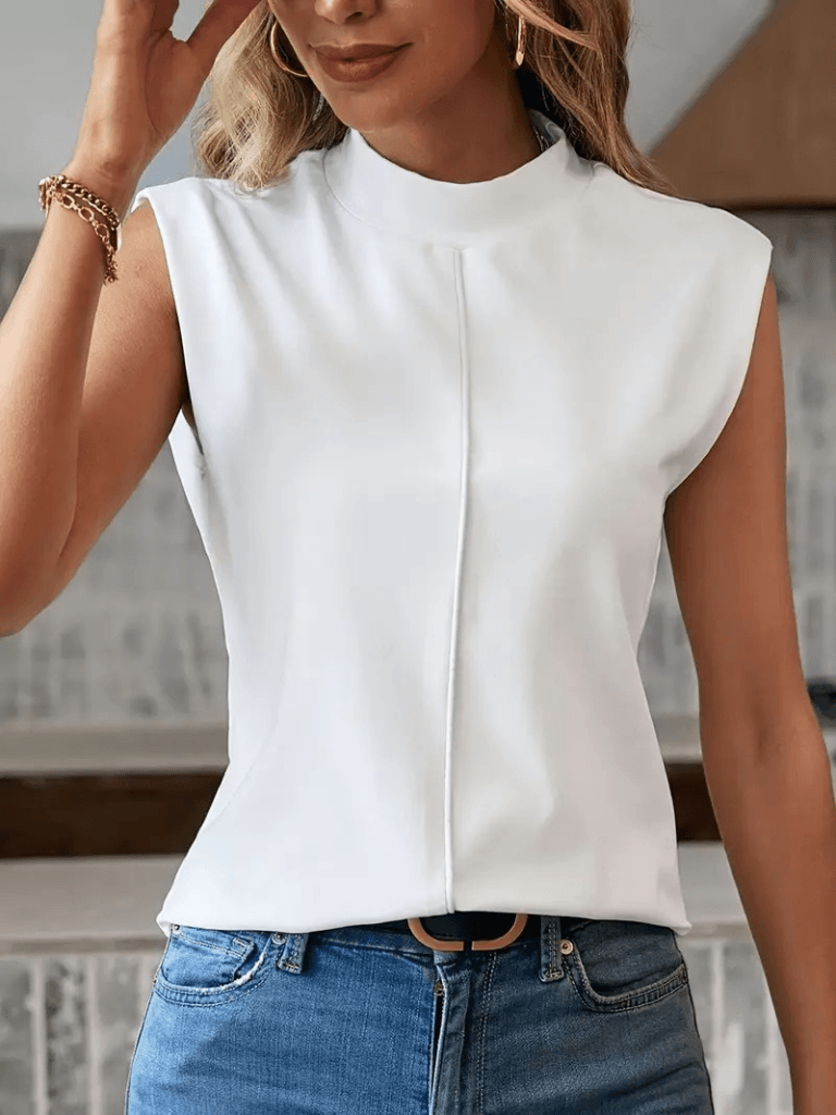 Kadın Kısa Reglan Kollu Yarı Balıkçı Yaka Ithal Krep Bluz