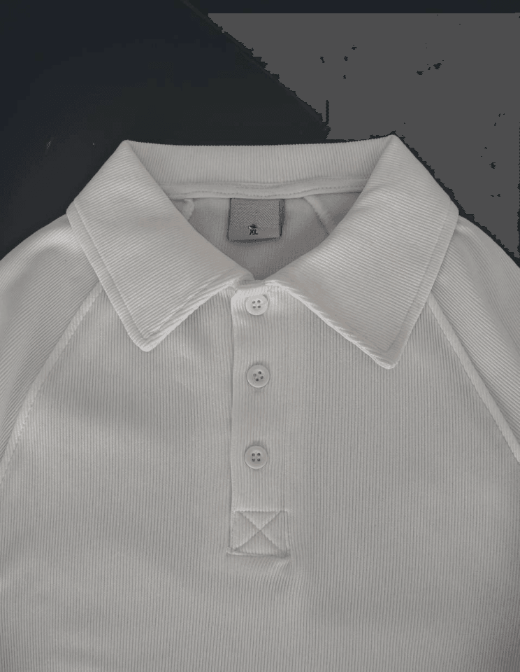 Yakalı Patlı Kısa Kol T-shirt - Beyaz
