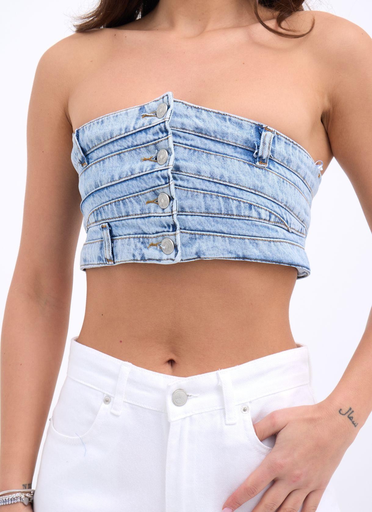 6817 KOT CROP-MAVİ