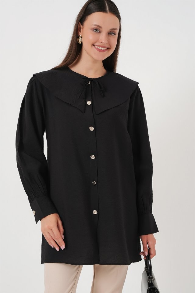 Bebe Yaka Uzun Tunik 5967 - Siyah